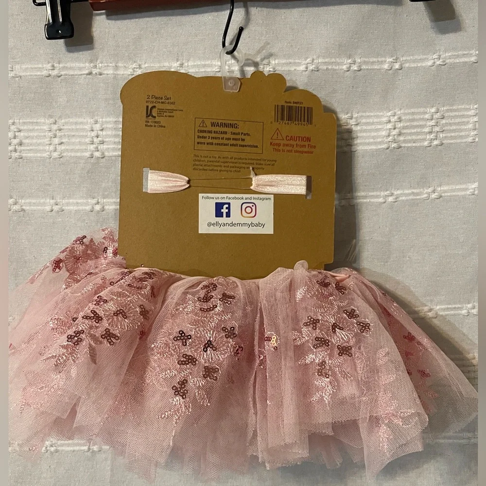Shalom Pink Sequin Tulle Skirt & Flower Headband Set Photo Op